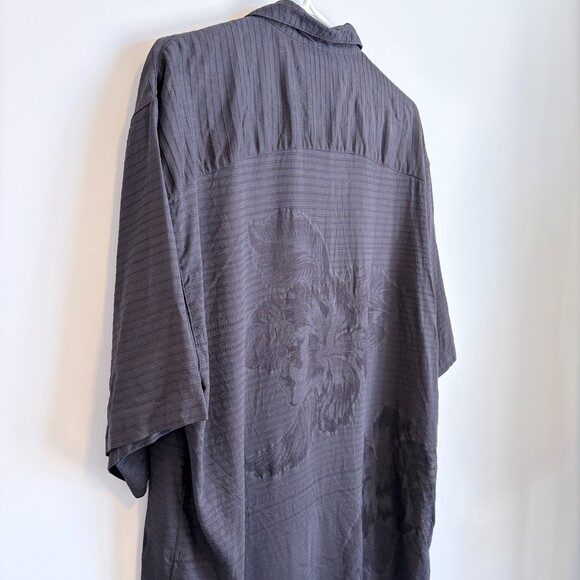 Tommy Bahama Button Down Camp Shirt Hawaiian Tropical Party Black Men's XL - Picture 9 of 10